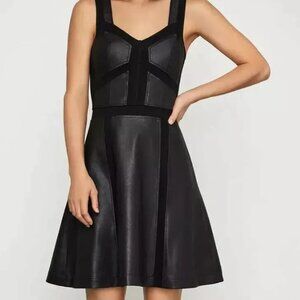NWT BCBGMaxAzria Faux Black leather mesh dress, size Medium